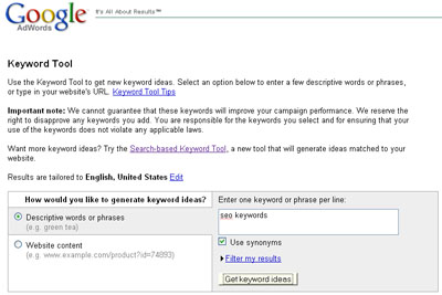 SEO Keywords Adwords Tool