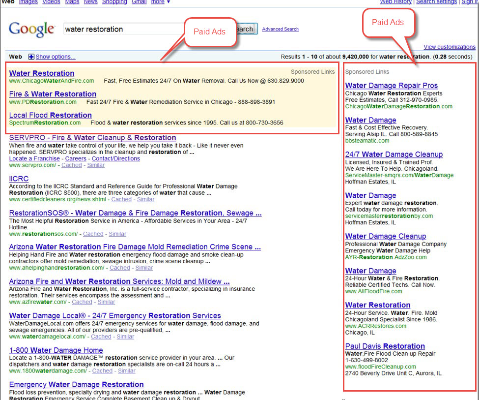 Google SERP ads before Feb 2016