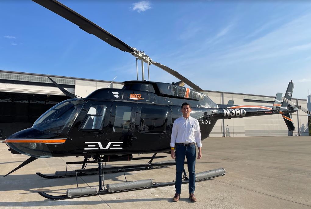 Patrick Panayotov ready for the helicopter flight