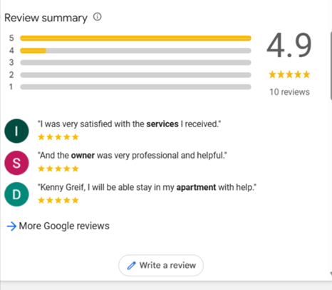 Google reviews